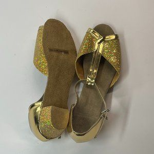 Sparkly Gold Dance Shoes - 1 Inch Heel Size 8